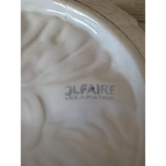 Olfaire Portugal White Majolica Cabbage Leaf Serving Bowl 10" Bordallo Style Vin - Picture 9 of 12